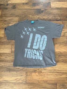 Vintage 2005 Top Gun “I Do Tricks” Washed Black Graphic T-Shirt XL Paramount Pic